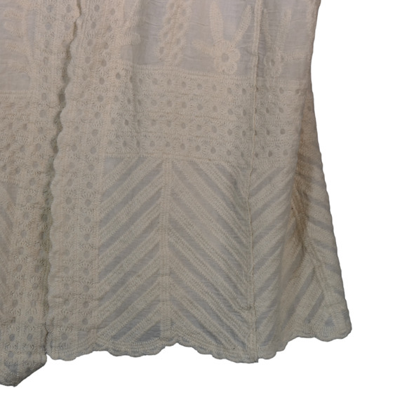 Woven Heart Sheer Cardigan Women S Ivory Gorgeous Embroidery Kimono Peasant Boho - Picture 4 of 16